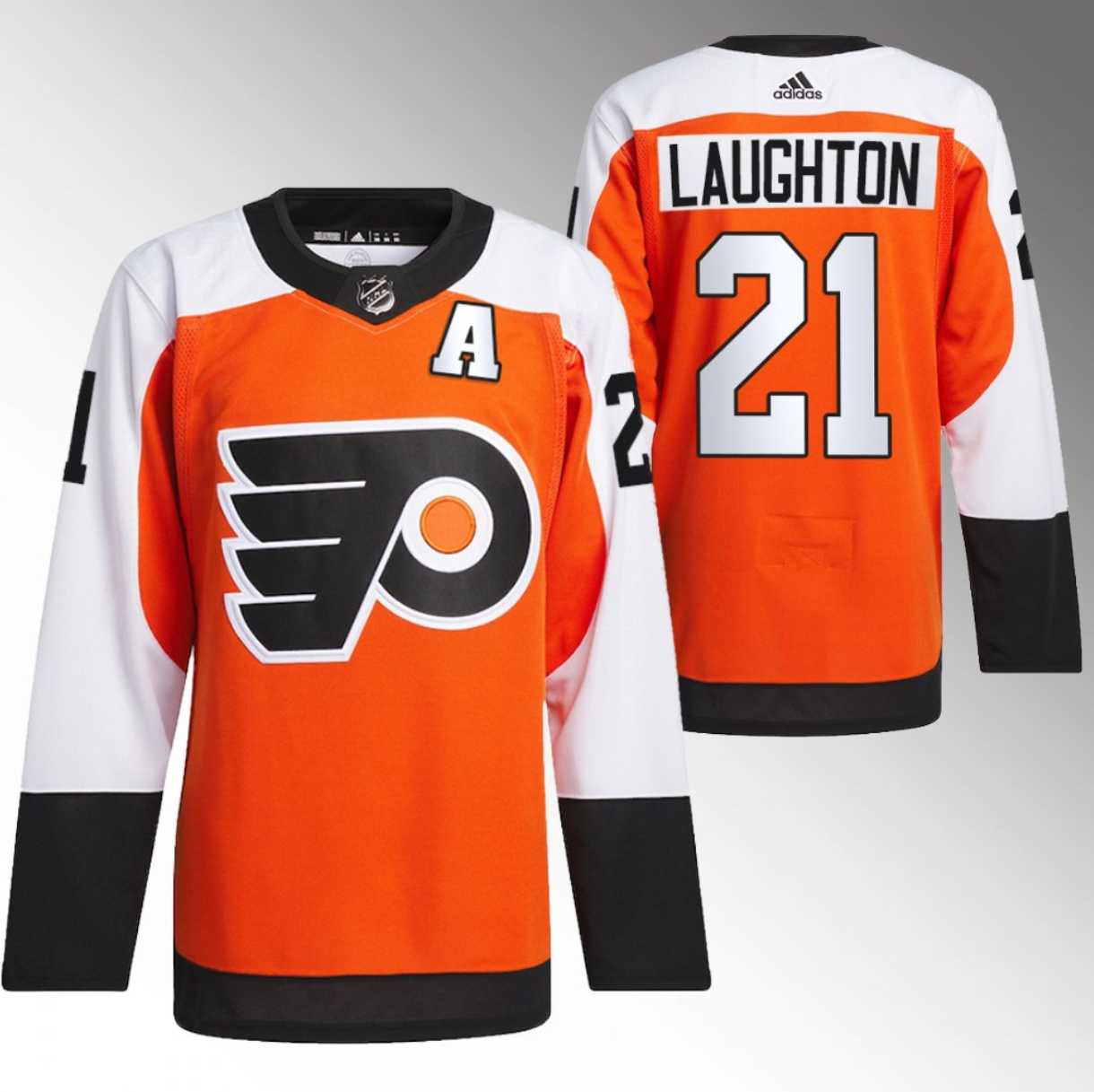 Mens Philadelphia Flyers #21 Scott Laughton 2023-24 Orange Stitched Jersey Dzhi